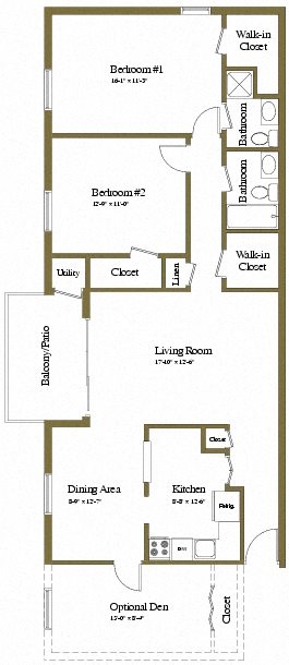 2 Bedrooms 2 Bath Floor Plan 5